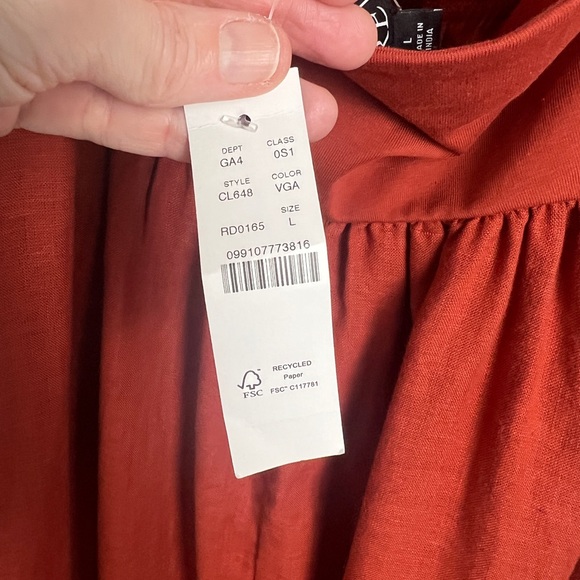 NEW J. Crew Women's Large Vintage Garnet Halter Mixy Midi Dress Cotton Linen - Picture 12 of 14